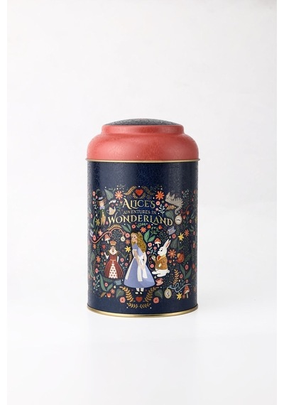 Fairytale Alices Desenli Yuvarlak Metal Saklama Kabı, 10,5 X 15 Cm, 1,1 Lt Desenli