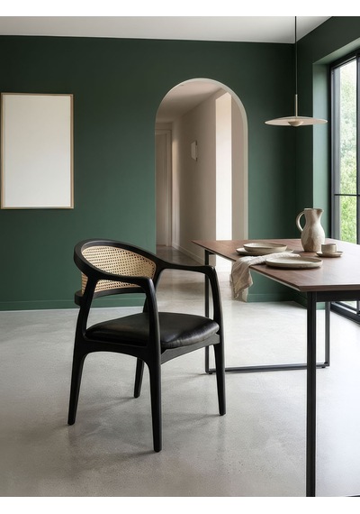 Kensington Rattan İskandinav Ahşap Sandalye Siyah