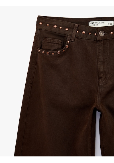 Koton Normal Bel Pamuklu Troklu Cepli Düğmeli Bol Paça Pantolon - Loose Straight Fit Jeans Koyu Kahverengi 6sal40081mw Koyu Kahve Koton Normal Bel Pamuklu Troklu Cepli Düğmeli Bol Paça Pantolon - Loose Straight Fit Jeans Koyu Kahverengi 6sal40081mw Koyu Kahve