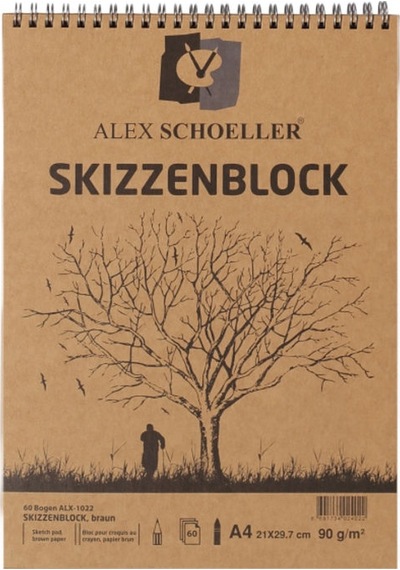 Alex Schoeller Kraft Eskiz Blok A4 Üstten Spiralli 90 G 60 Yp.