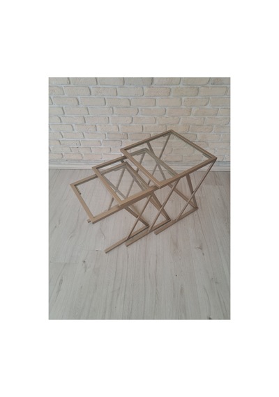 Şeffaf Camlı, Metal Zigon Sehpa Çok Renkli - 922788829 Çok Renkli