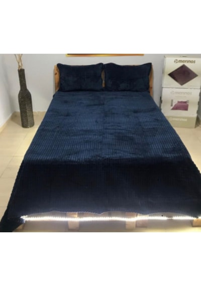 Merinos Modern Line Lacivert Tek Kişilik Battaniye Seti