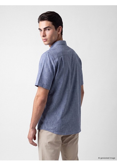 Lcwaıkıkı Classic İndigo Regular Fit Kanvas Erkek Gömlek