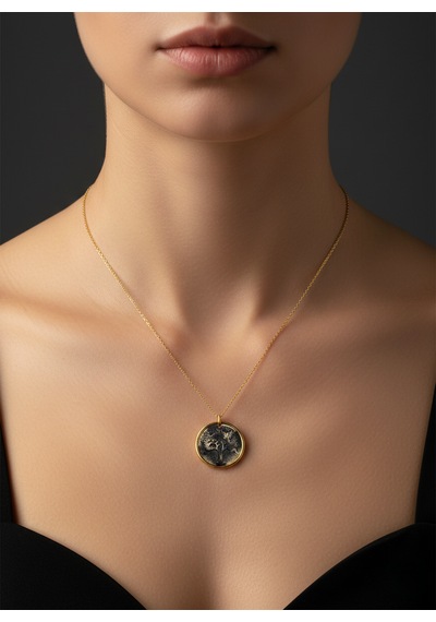 G&A Jewels - Kök Ve Kanat - 925 Ayar Oksitli Yaldız Altın Kaplama Gümüş Kolye Altın