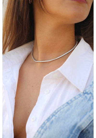 Reis Kuyumculuk T9894 Su Yolu Choker Beyaz Altın Kolye
