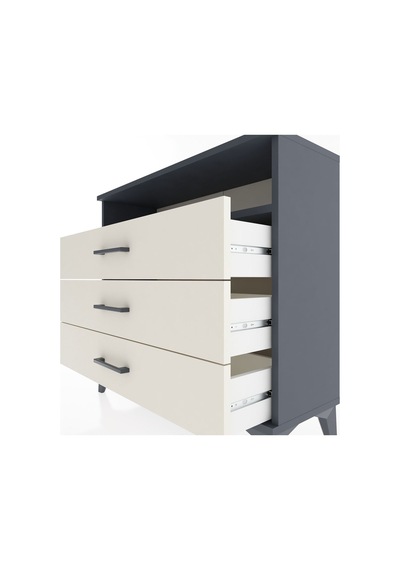 Arges Şifonyer Tek Raflı 3 Çekmeceli 88x30x80 Antrasit-aytaşı Antrasit