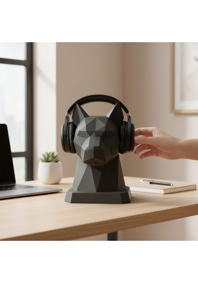Happy3dworld Köpek Figürlü Kulaklık Standı, 3d Baskı Low Poly Masaüstü Düzenleyici