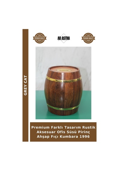 Premium Farklı Tasarım Rustik Aksesuar Ofis Süsü Pirinç Ahşap Fıçı Kumbara 1996