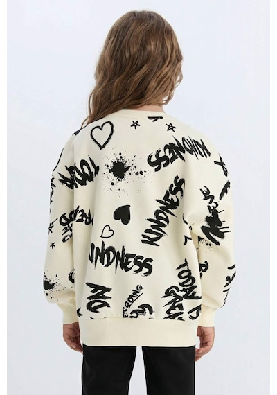 DeFacto Kız Çocuk 2'li Takım Desenli Kalın Bisiklet Yaka Sweatshirt Beli Lastikli Eşofman Altı D4871A824WNER103 Ekru DeFacto Kız Çocuk 2'li Takım Desenli Kalın Bisiklet Yaka Sweatshirt Beli Lastikli Eşofman Altı D4871A824WNER103 Ekru