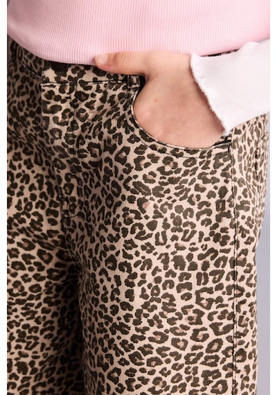 Defacto Leopar Desenli Gabardin Şort Kız Çocuk H6053a826smbg276 Bej-bg276