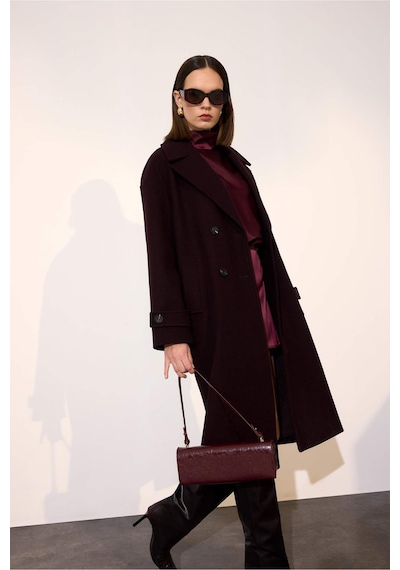 Defacto Regular Fit Kaşe Kaban F1197ax26spbr444 Bordo-br444