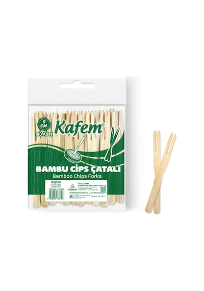Kafem Bambu Cips Çatalı 9 CM 100 Lü x 10 Paket