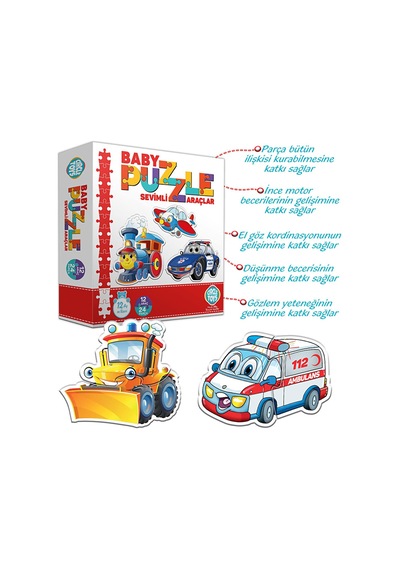 Baby Puzzle Sevimli Araçlar 2 Adet