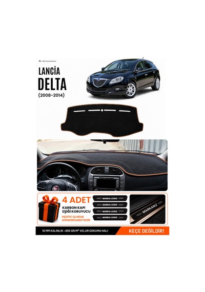 Lancia Delta 2008-2014 Uyumlu Torpido Örtüsü, Torpido Kılıfı - Siyah-kahverengi - Ln001