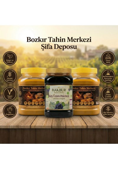 Bozkır Tahin Merkezi Ata Tohum Altın Susam Tahin 930 Gr 2adet &köy Üzüm Pekmezi 950gr Doğal&katksız