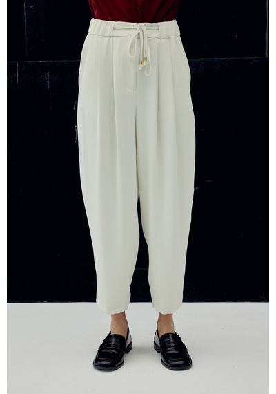 Sateen Talia Pantolon - Ekru-137098 Ekru