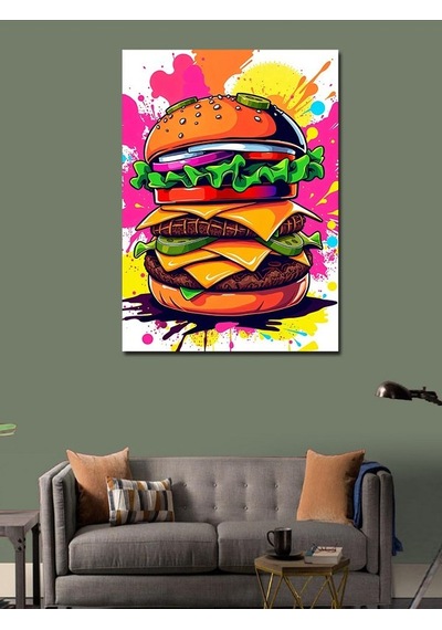 Kanvas Tablo Renkli Burger Sanatı 70cmx100cm