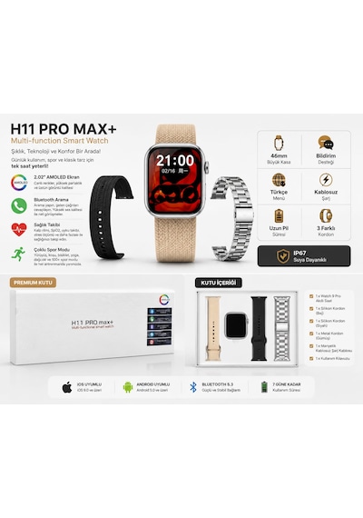 Beemen H11 Pro Max Plus 46 MM Akıllı Saat (İthalatçı Garantili)