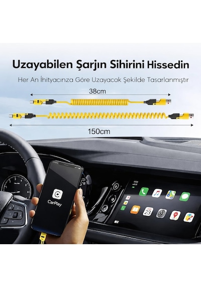 4 Ü 1 Arada 65w Yaylı Hızlı Şarj Kablosu Type-c & Lightning Pd Destekli, Dolaşmaz Spiral Ta Standart