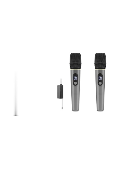 Büro Ev Ofis si İçin 6.35mm Gri Profesyonel Kablosuz Uhf 2 Mikrofonlu Set