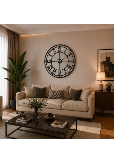 Siyah 100 X 100 Cm Aynalı Duvar Saati