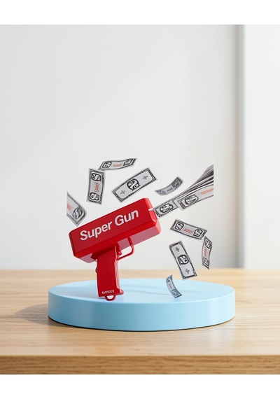 Dolar Boyutunda Kâğıt Atışı Yapan Pilli Oyuncak Tabanca Yetişkin