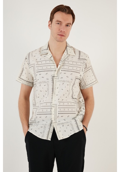 Buratti Pamuklu Regular Fit Kısa Kollu Erkek Gömlek Cf24S117514 Bej