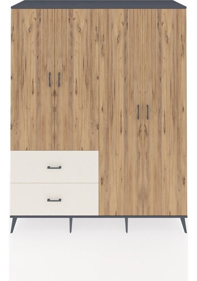 Kronos Gardrop 4 Raflı 2 Çekmeceli 2 Askılı 176x59x221 Antrasit-çam/aytaşı Beyaz Kronos Gardrop 4 Raflı 2 Çekmeceli 2 Askılı 176x59x221 Antrasit-çam/aytaşı Beyaz