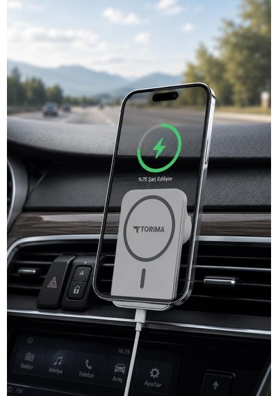 Yolculuk Gereci Seyahat Aksesuarı Kablosuz Cihaz W11 Magsafe Araç Şarj Cihazı Telefon Tutucu