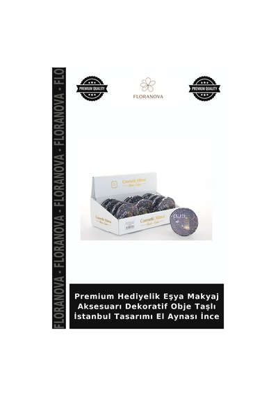 Premium Hediyelik Eşya Makyaj Aksesuarı Dekoratif Obje Taşlı İstanbul Tasarımı El Aynası İnce