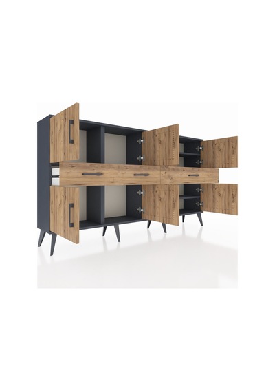 Arges Konsol 5 Raflı 3 Çekmeceli 8 Kapaklı 176x30x99 Antrasit-çam Atlas Çam - Antrasıt Arges Konsol 5 Raflı 3 Çekmeceli 8 Kapaklı 176x30x99 Antrasit-çam Atlas Çam - Antrasıt