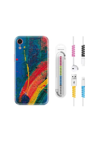Apple Uyumlu iPhone XR Kılıf Kablo Koruyuculu Ressam Sulu Boya 1600