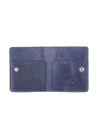 Guard Leather Guard Antik Lacivert Patlı Tasarım Deri Kartlık Çok Renkli