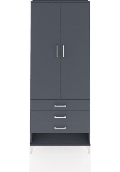 Arges Dolap 3 Raflı 3 Çekmeceli 2 Kapaklı 88x30x221 Antrasit-... Antrasit