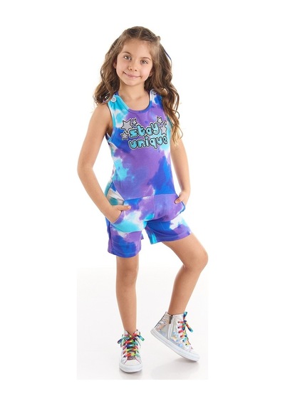 Denokids Mushi Stay Batik Kız Tulum Çok Renkli
