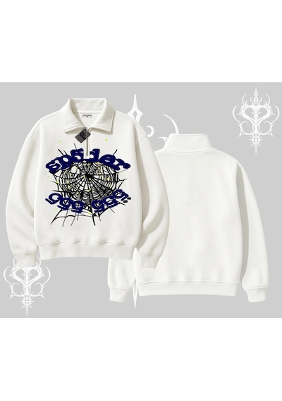 Startmore Beyaz Yarım Fermuarlı Sweatshirt Sp55der Beyaz