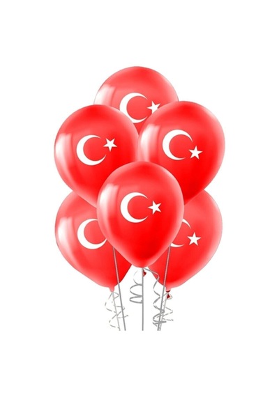 100 Lü Adet Bayrak Balon Türk Bayraklı Kırmızı Baskılı Balon 23 Nisan 19 Mayıs 29 Ekim 10 Kasım