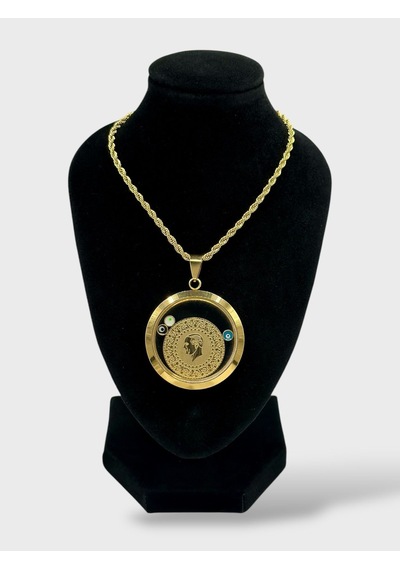Arnes Jewelry Çelik Yarım Altın Takılabilir Nazar Boncuklu Kolye Ar606nes Gold