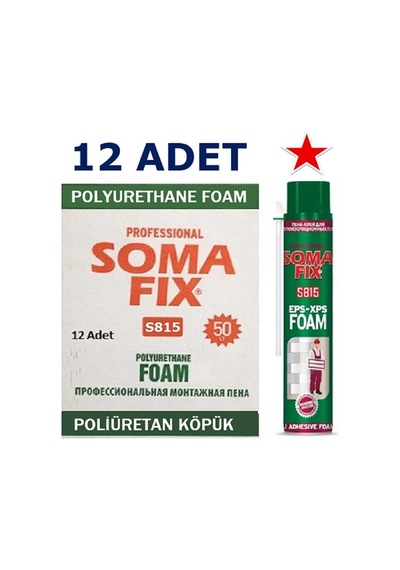 Tr 12 Adet 750 Ml 920 Gr Somafix Mantolama Poliüretan Köpüğü Yapıştırma Şişmeyen Eps Xps Köpük S815 Genel