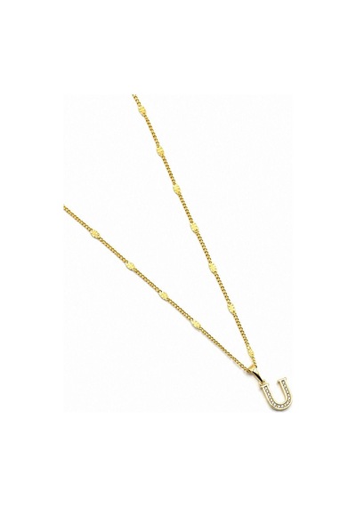 Xuping Gold Renkli, Zirkon Taşlı U Harfi Kolyesi - 45 Cm Anti-alerjik