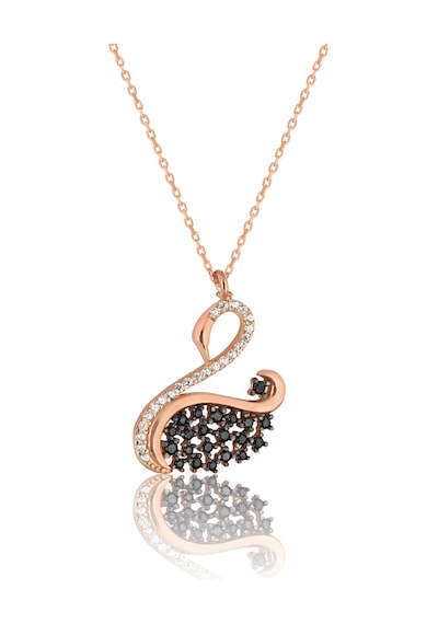 Zanaatsilver 925 ayar Gümüş Rose kaplama Kuğu modeli kolye