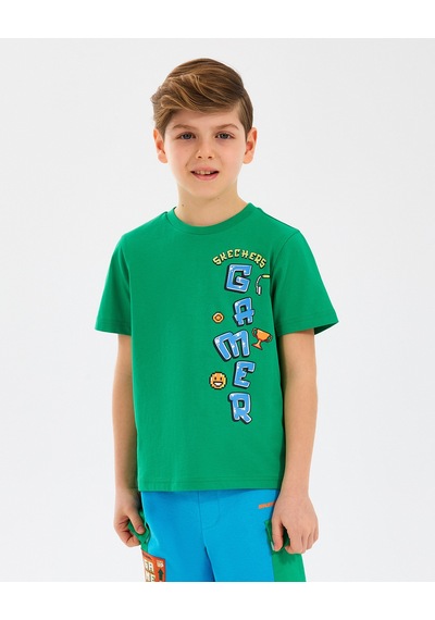 Skechers B Graphic Tee T-shirt Büyük Erkek Çocuk Dark Green Tshirt Sk2510028-300 Dark Green Koyu Yeşil