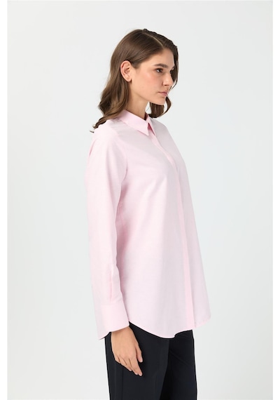 Esswaap Oxford Dokulu Arkası Pileli Tunik Pembe Pembe