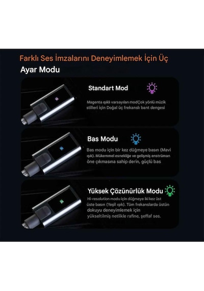 Type-c M2 Gümüş Dac Kulaklık Kablosu 3 Ekolayzer Mod Çift Mikrofonlu