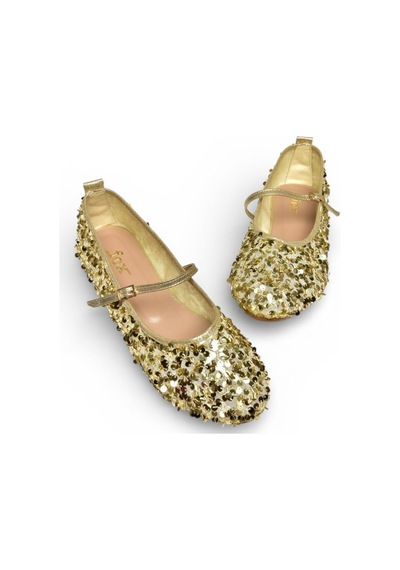 Fox Shoes Y250322040 Altın Kumaş Pullu Kadın Babet Altın