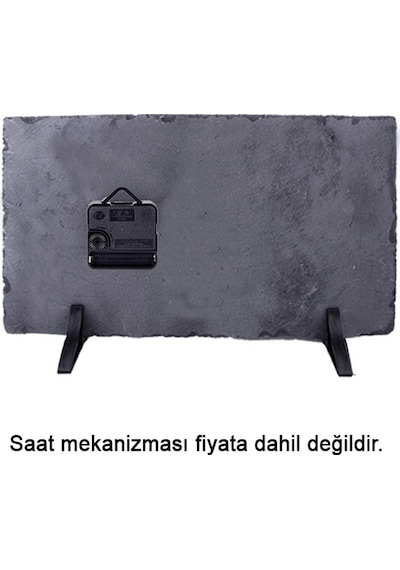 Kişiye Özel Dikdörtgen Doğal Taş Masa Saati 25x38 Cm İsim Baskılı Dekoratif Saat Çok Renkli