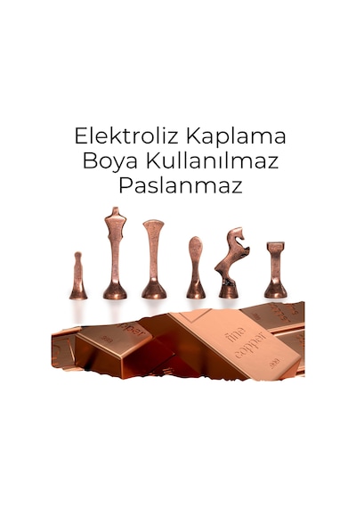 Mc34 Metal Satranç Takımı Gerçek Kayın Ağacı Satranç Tahtası - 25x25cm Antik Metal Taşlar