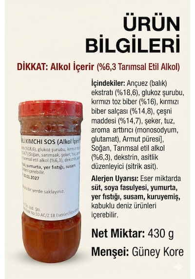 Kimchi Sos Ançuezli Ve Acı Biberli 430 G