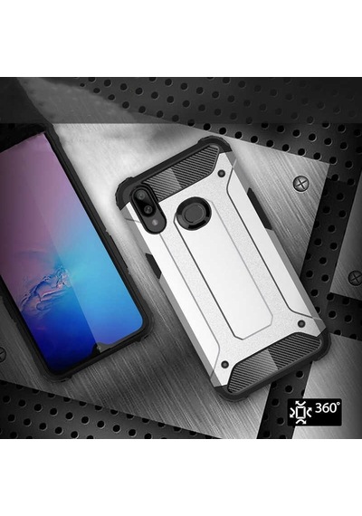 Noktaks - Samsung Galaxy Uyumlu A10s - Kılıf Çift Katman Zırh Tank Crash Military Kapak - Mavi