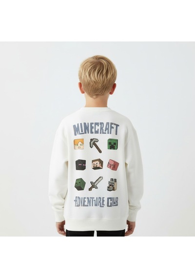 Seabubbles Minecraft Çocuk Sweatshirt St09626 KREM